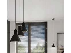 Luminárias pendentes Zylata moderno, aço - 1 fontes de luz 3000K - L.14 x H.120 cm - preto