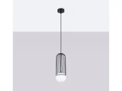 Luminárias pendentes Zynex moderno, aço - 1 fontes de luz 3000K - L.12 x H.115 cm - preto