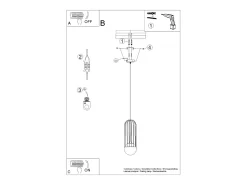 Luminárias pendentes Zynex moderno, aço - 1 fontes de luz 3000K - L.12 x H.115 cm - preto