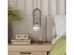 Luminárias pendentes Zynex moderno, aço - 1 fontes de luz 3000K - L.12 x H.115 cm - preto