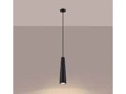 Luminárias pendentes Zyntria sótão, concreto - 1 fontes de luz 4000K - L.8 x H.125 cm - preto