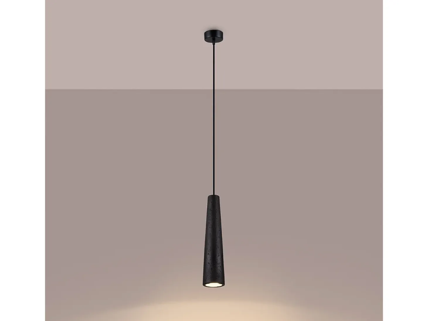 Luminárias pendentes Zyntria sótão, concreto - 1 fontes de luz 4000K - L.8 x H.125 cm - preto