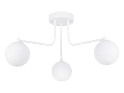 Lustre Bealy minimalista, aço/vidro - 3 fontes de luz 4000K - L.62 x H.29 cm - branco