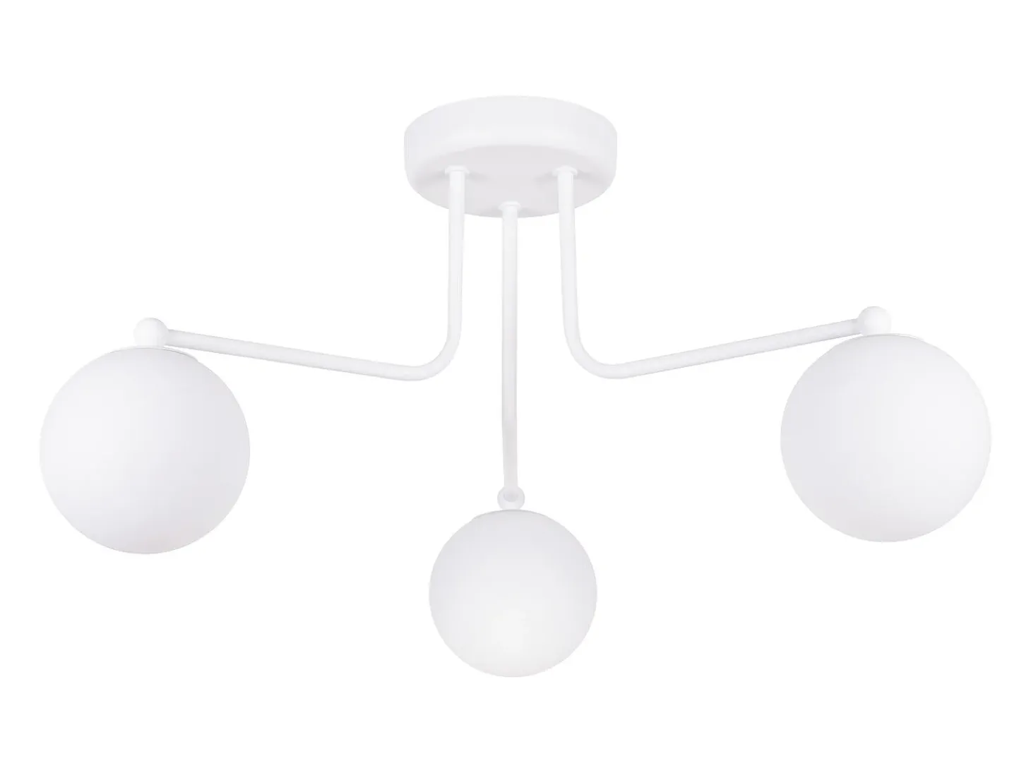 Lustre Bealy minimalista, aço/vidro - 3 fontes de luz 3000K - L.62 x H.29 cm - branco