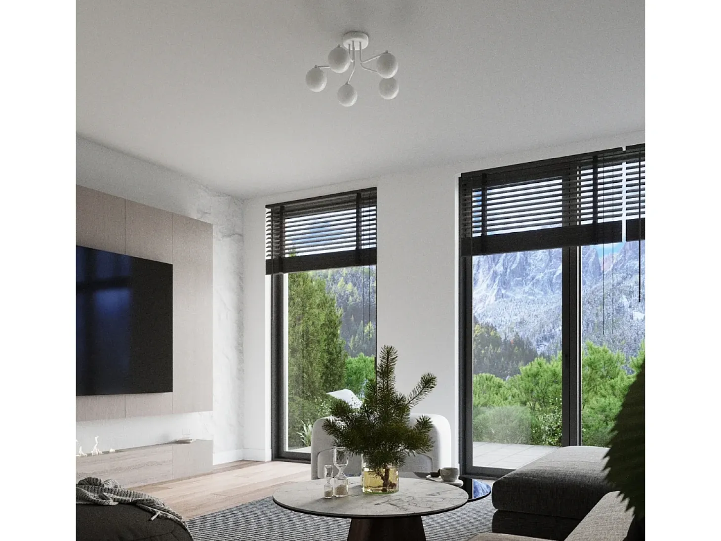 Lustre Bealy minimalista, aço/vidro - 3 fontes de luz 3000K - L.62 x H.29 cm - branco