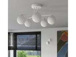 Lustre Bealy minimalista, aço/vidro - 3 fontes de luz 3000K - L.62 x H.29 cm - branco