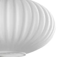 Lustre em metal - Dourado e branco - 3 quebra-luzes C. 87 x A. 130 cm - OSKA