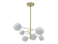 Lustre em metal assimétrico 6 globos, L.72 x H. 116 cm, Dourado brilhante, NAKINA