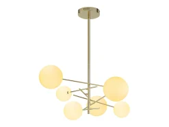 Lustre em metal assimétrico 6 globos, L.72 x H. 116 cm, Dourado brilhante, NAKINA