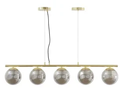 Lustre em metal e vidro fumado brilhante 5 globos, L. 100 x A. 120 cm, Dourado, SOFIA