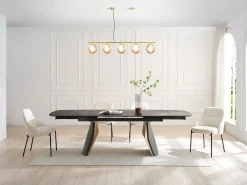 Lustre em metal e vidro fumado brilhante 5 globos, L. 100 x A. 120 cm, Dourado, SOFIA