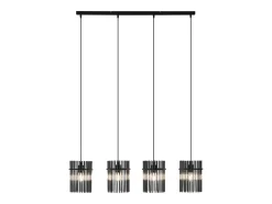 Lustre industrial 4 abajures vidro fumado preto C110 x A140 cm DIVO