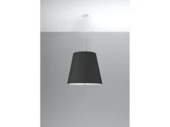 Lustres Genve Moderno, Tecido/Vidro/Aço - 3 Lichtbronnen - L.50 X H.140 Cm - Preto
