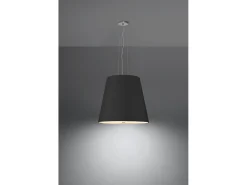 Lustres Genve Moderno, Tecido/Vidro/Aço - 3 Lichtbronnen - L.50 X H.140 Cm - Preto