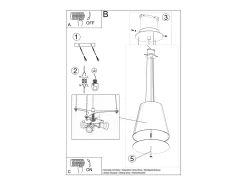 Lustres Genve Moderno, Tecido/Vidro/Aço - 3 Lichtbronnen - L.50 X H.140 Cm - Preto
