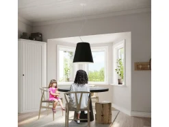 Lustres Genve Moderno, Tecido/Vidro/Aço - 3 Lichtbronnen - L.50 X H.140 Cm - Preto