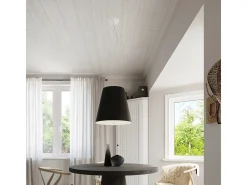 Lustres Genve Moderno, Tecido/Vidro/Aço - 3 Lichtbronnen - L.50 X H.140 Cm - Preto