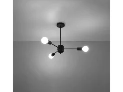 Lustres Lingoro moderno, aço - 3 fontes de luz 4000K - L.61 x H.46 cm - preto