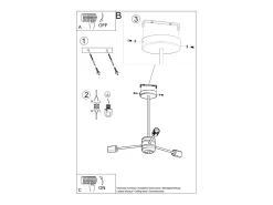 Lustres Lingoro moderno, aço - 3 fontes de luz 4000K - L.61 x H.46 cm - preto