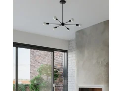 Lustres Lingoro moderno, aço - 3 fontes de luz 4000K - L.61 x H.46 cm - preto