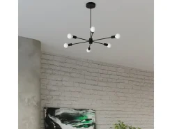 Lustres Lingoro moderno, aço - 3 fontes de luz 4000K - L.61 x H.46 cm - preto