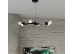 Lustres Lingoro moderno, aço - 3 fontes de luz 4000K - L.61 x H.46 cm - preto
