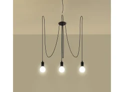 Lustres Speis sótão, tecido/aço - 3 fontes de luz 4000K - L.300 x H.150 cm - preto