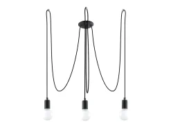 Lustres Speis sótão, tecido/aço - 3 fontes de luz 4000K - L.300 x H.150 cm - preto