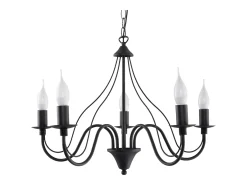Lustres Vivow moderno, aço - 5 fontes de luz 4000K - L.60 x H.80 cm - preto