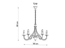 Lustres Vivow moderno, aço - 5 fontes de luz 4000K - L.60 x H.80 cm - preto