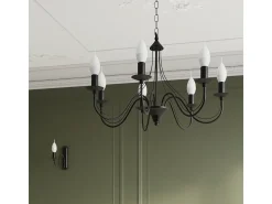 Lustres Vivow moderno, aço - 5 fontes de luz 4000K - L.60 x H.80 cm - preto
