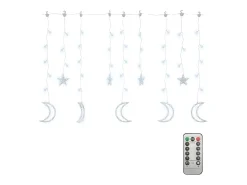 Luzes luas e estrelas c/ controlo remoto 138 LEDs branco frio