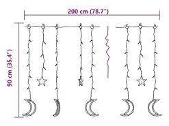 Luzes luas e estrelas c/ controlo remoto 138 LEDs branco frio