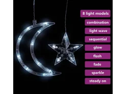 Luzes luas e estrelas c/ controlo remoto 138 LEDs branco frio