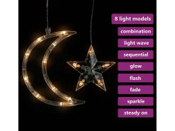 Luzes luas e estrelas c/ controlo remoto 138 LEDs branco quente