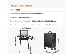 Mala de Maquiagem com Rodas SucceBuy, Maleta de Maquiagem com Cadeado, Rodas Giratórias 360° sobre Base para Estúdio de Artista Profissional