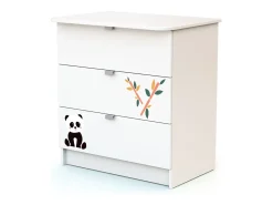 Mala muda-fraldas com 3 gavetas Panda de madeira Branco ALBA