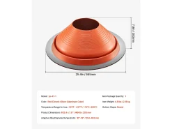 Manga de Flashing de Tubo SucceBuy de Telhado em Silicone Vermelho para Tubo de 25 a 48cm Alta Temperatura