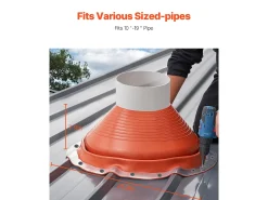 Manga de Flashing de Tubo SucceBuy de Telhado em Silicone Vermelho para Tubo de 25 a 48cm Alta Temperatura
