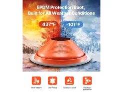Manga de Flashing de Tubo SucceBuy de Telhado em Silicone Vermelho para Tubo de 25 a 48cm Alta Temperatura