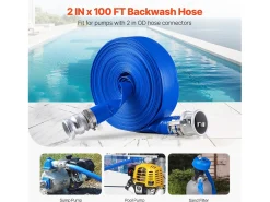 Mangueira de Lavagem em Contracorrente SucceBuy, 50.8mmx30,48m, PVC Azul, Conexões Completas
