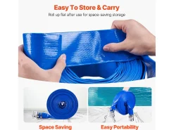 Mangueira de Lavagem em Contracorrente SucceBuy, 50.8mmx30,48m, PVC Azul, Conexões Completas