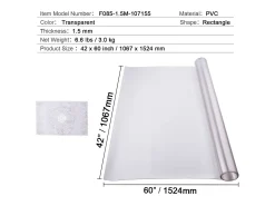 Mantel SucceBuy Proteção de Mesa em PVC 107 X 152 CM, Proteção de Escritório Congelada de 0.15CM de Espessura
