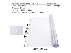 Mantel SucceBuy Proteção de Mesa em PVC, 61 X 122 CM, Pavio em Plástico Transparente, 0.2CM de Espessura
