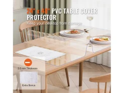 Mantel SucceBuy Proteção de Mesa em PVC, 61 X 122 CM, Pavio em Plástico Transparente, 0.2CM de Espessura