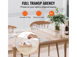 Mantel SucceBuy Proteção de Mesa em PVC, 61 X 122 CM, Pavio em Plástico Transparente, 0.2CM de Espessura