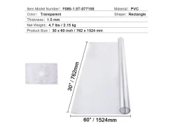 Mantel SucceBuy Proteção de Mesa em PVC, 76 X 152 CM, Pavio em Plástico Transparente, 0.15CM de Espessura