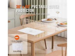 Mantel SucceBuy Proteção de Mesa em PVC, 76 X 152 CM, Pavio em Plástico Transparente, 0.15CM de Espessura