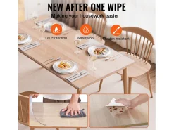 Mantel SucceBuy Proteção de Mesa em PVC, 76 X 152 CM, Pavio em Plástico Transparente, 0.15CM de Espessura