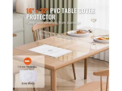 Mantel SucceBuy Proteção de Mesa em PVC, 41 X 81 CM, Pavio em Plástico Transparente, 0.15CM de Espessura